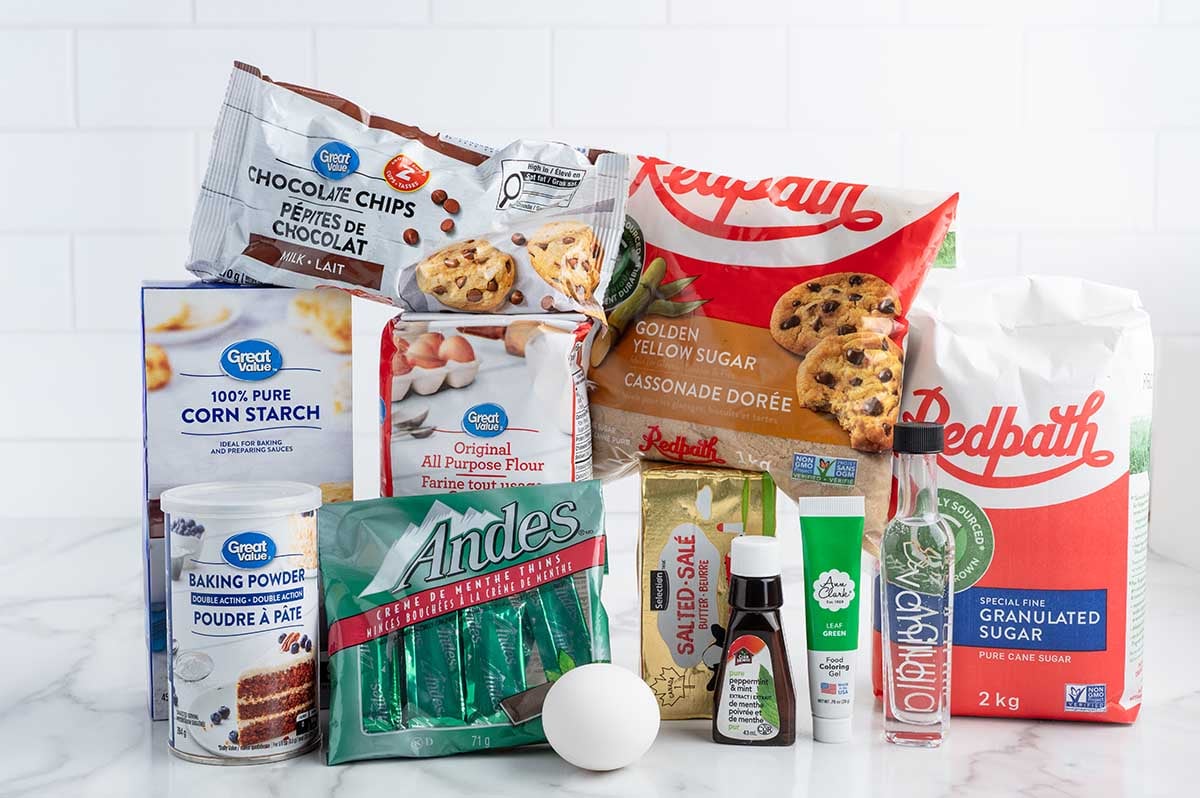 Mint Chocolate Chip Cookies Ingredients.