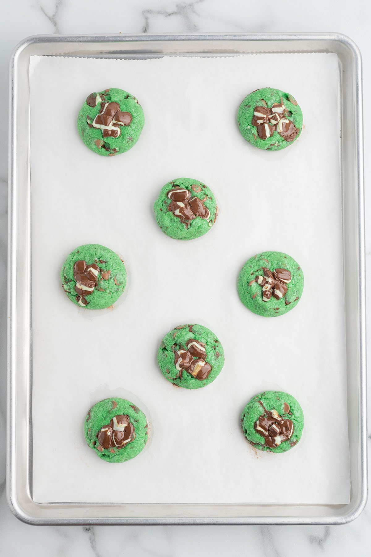 baked cookies on baking sheet. 