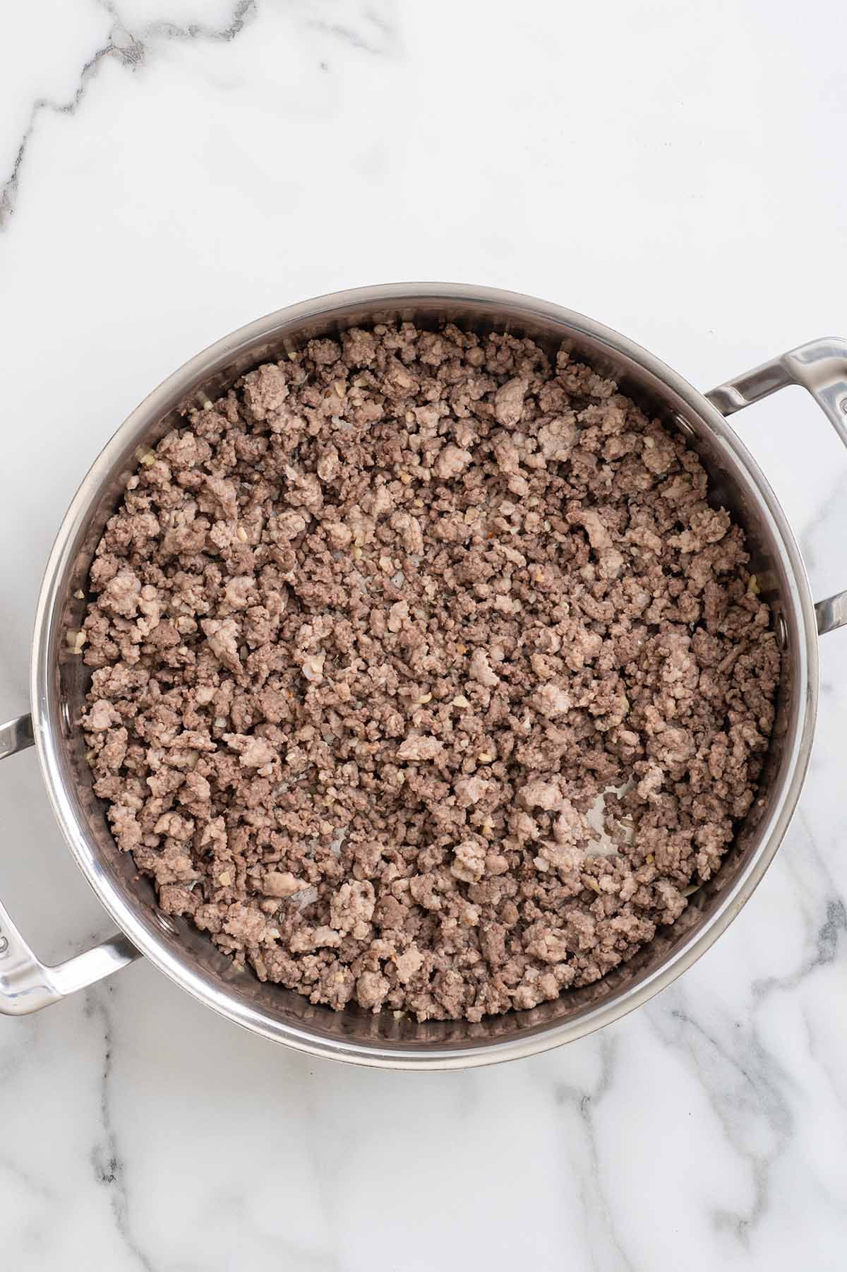 brown the meat in a skillet. 