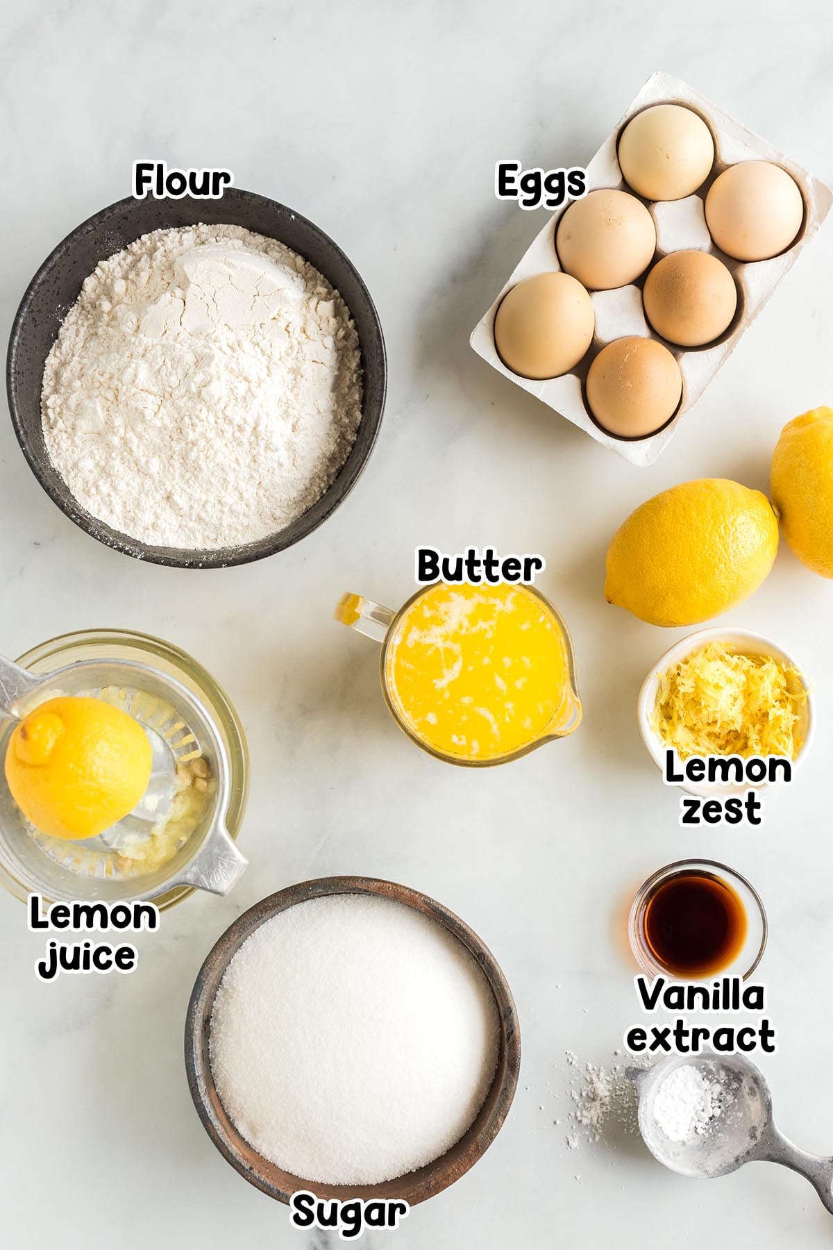 Lemon bar ingredients.