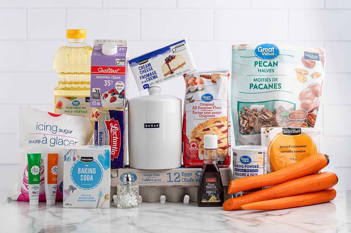 Carrot Cake Cupcakes Ingredients.