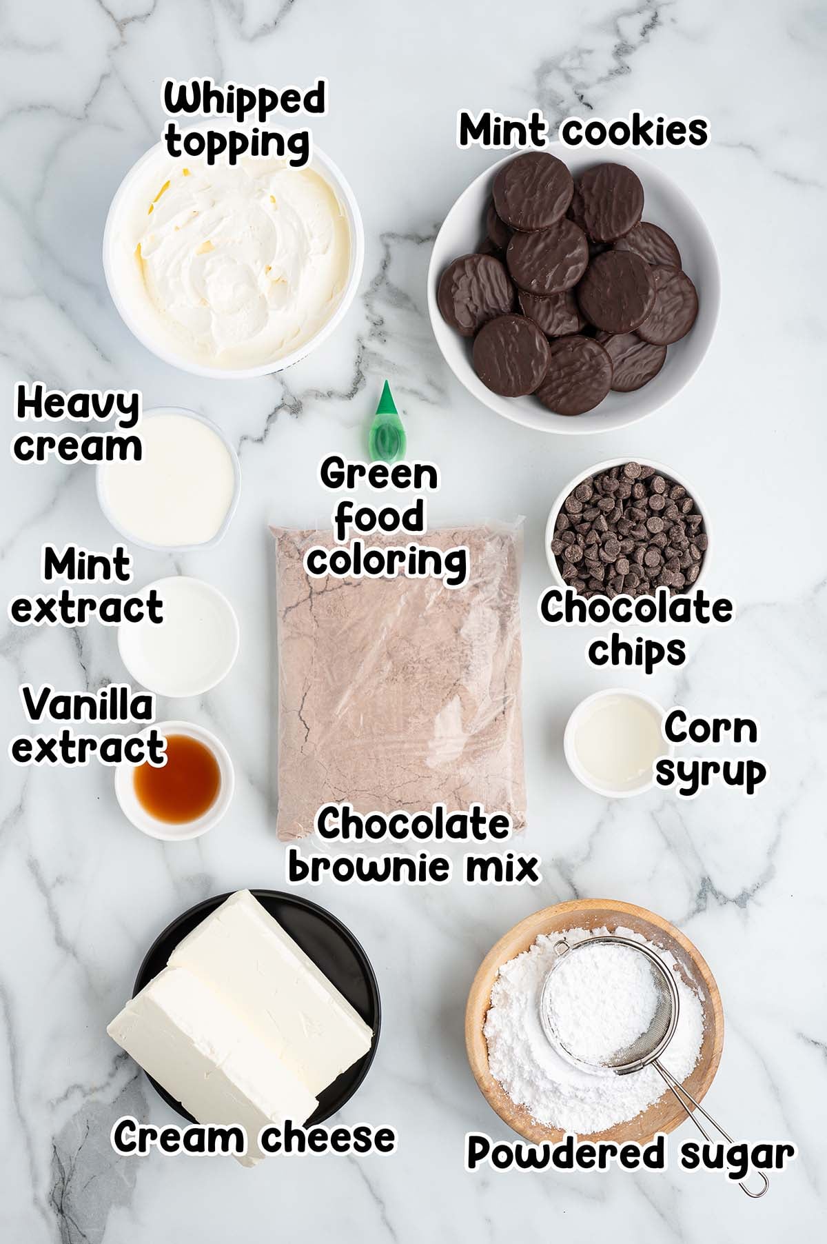 Thin Mint Cheesecake ingredients.