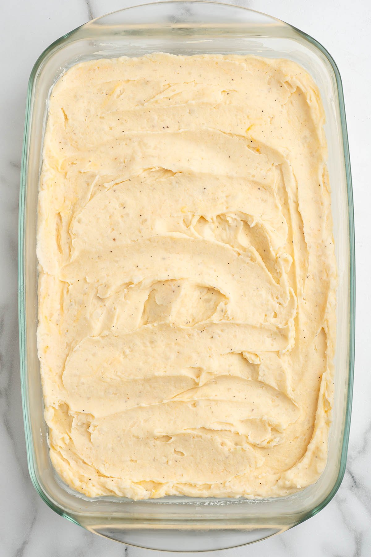 add the mashed potato in the casserole. 