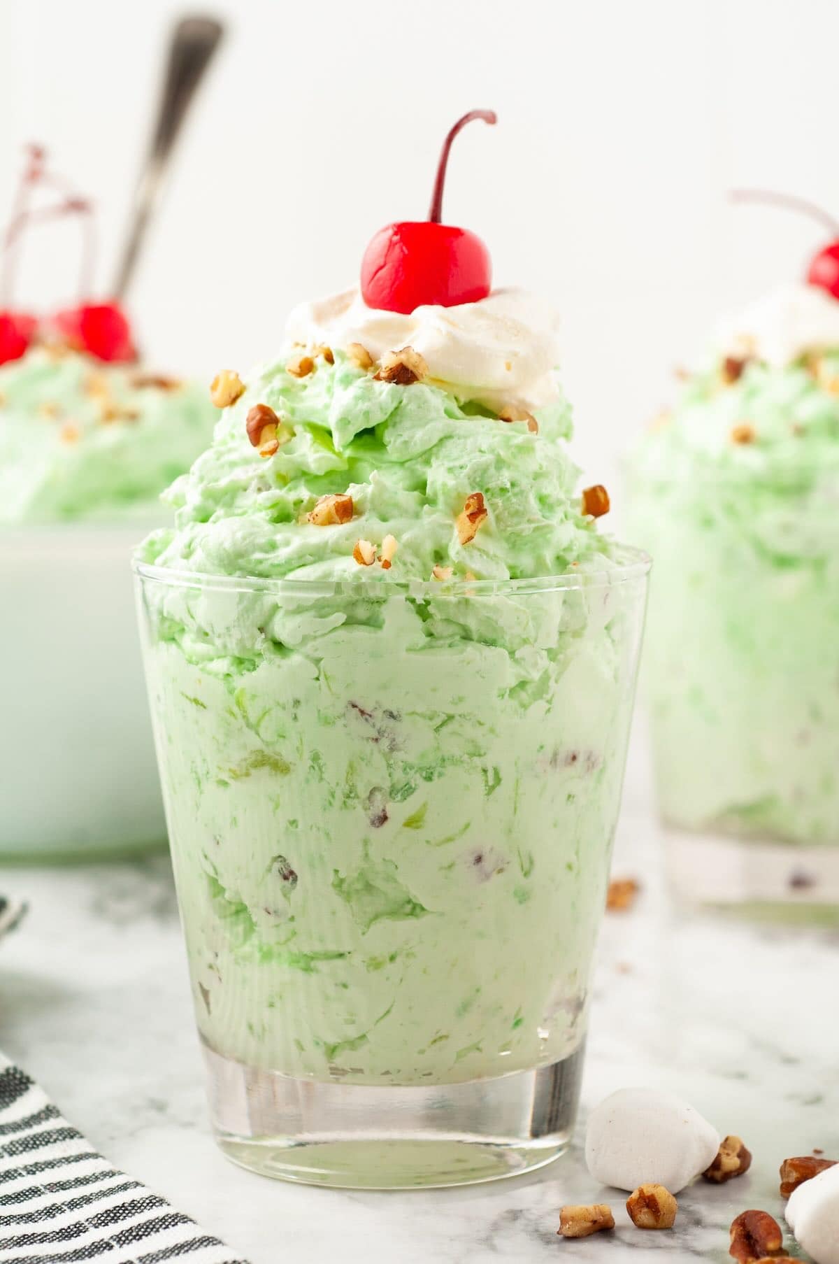 watergate salad served in a glass. 