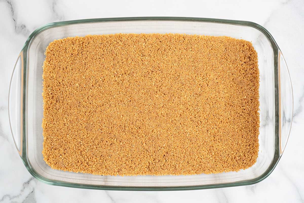 graham cracker crust in a pan