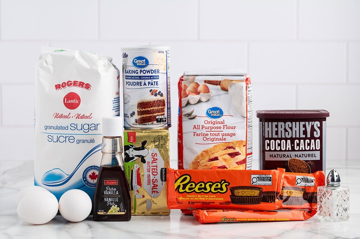 Peanut Butter Cup Brownies Ingredients.