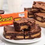 Chocolate brownies stuffed with peanut butter cups.
