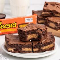 Chocolate brownies stuffed with peanut butter cups.