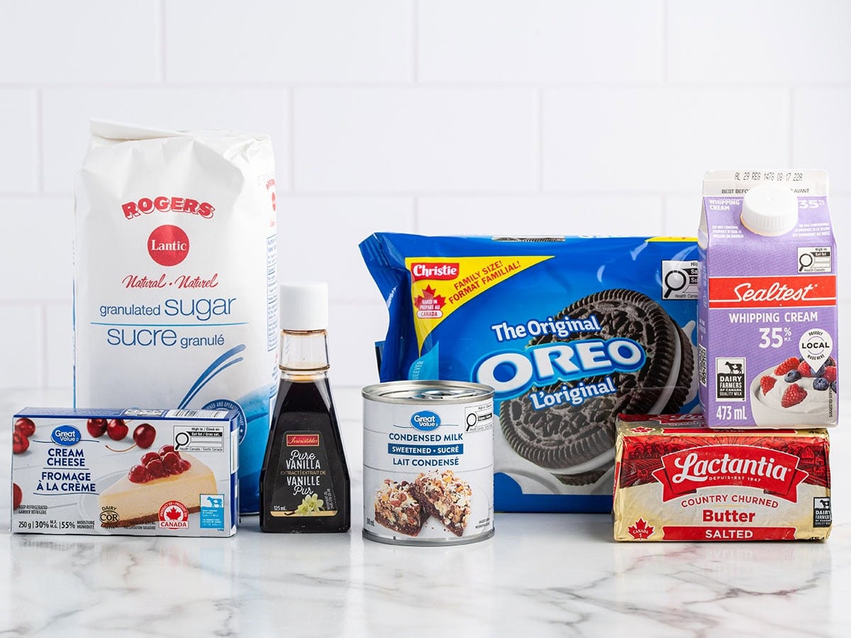 Oreo dessert ingredients.
