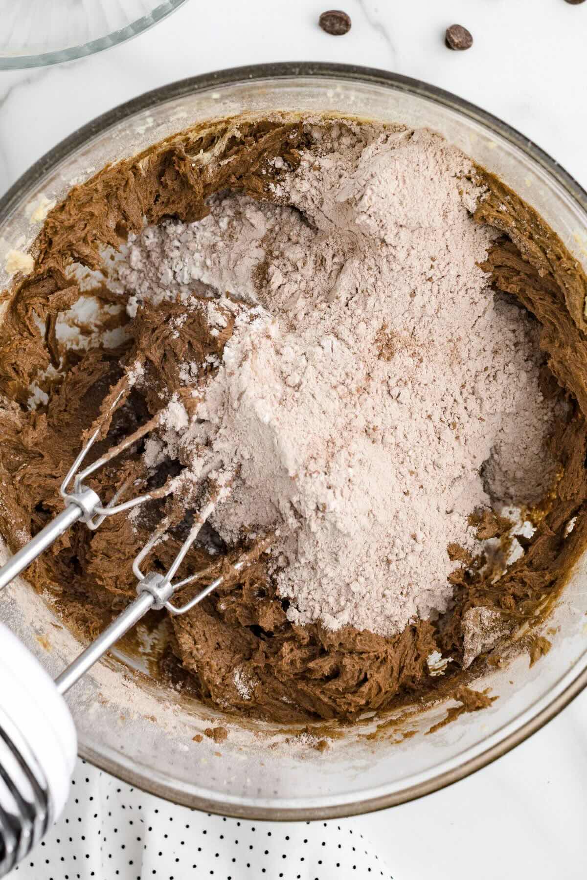 mix wet and dry ingredients.