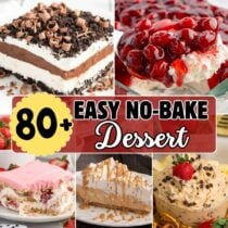 no bake desserts. chocolate lasagna, cherries in the snow, strawberry eclair cake, peanut butter pie.