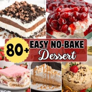 no bake desserts. chocolate lasagna, cherries in the snow, strawberry eclair cake, peanut butter pie.