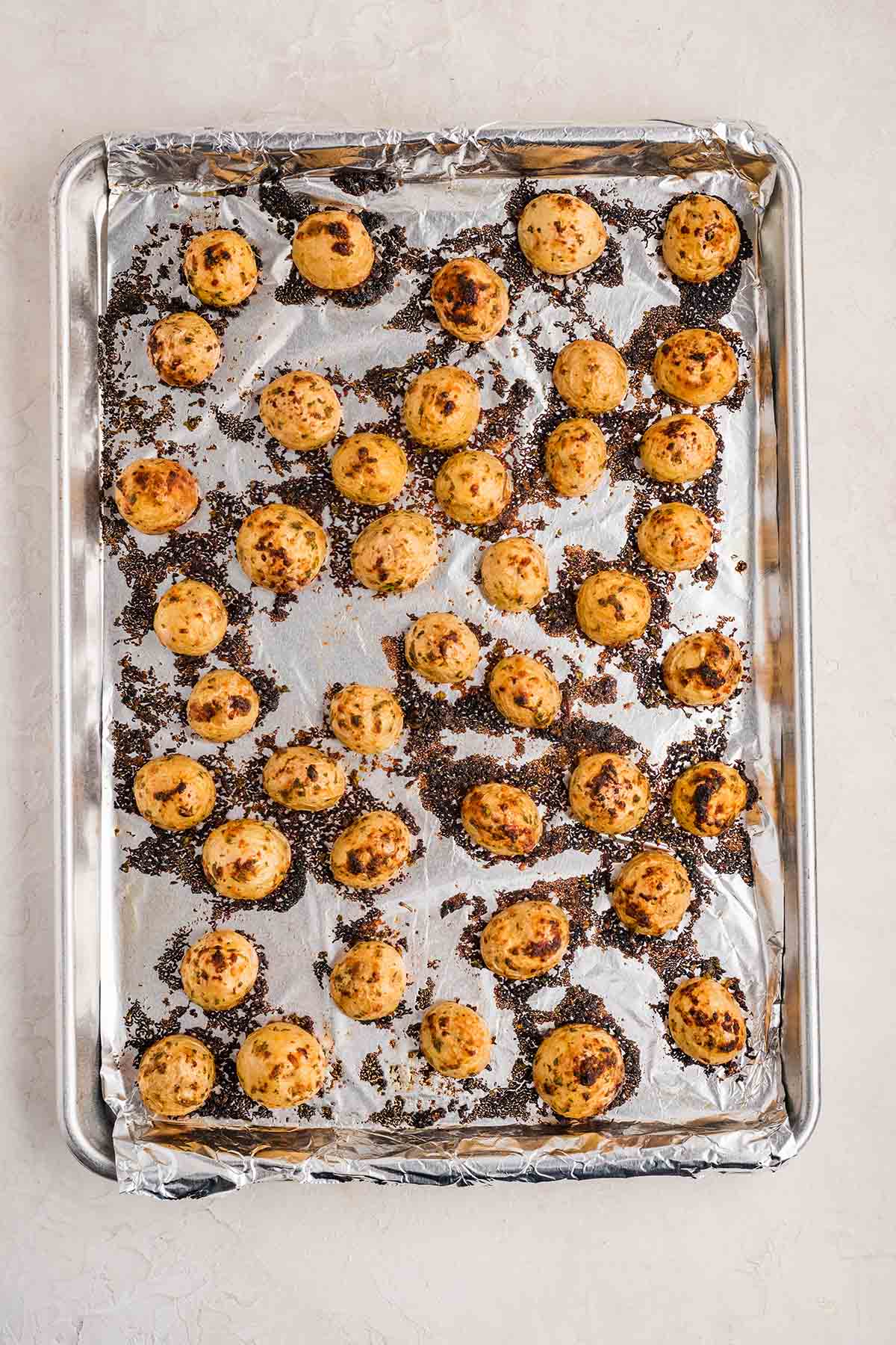 Golden ranch potatoes fresh from the oven with crispy, flavorful edges.