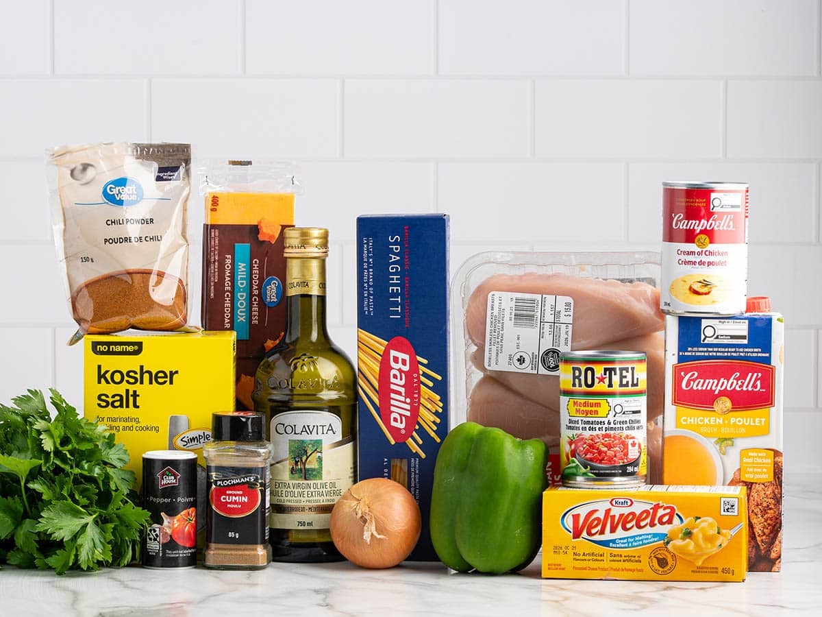rotel chicken spagheti ingredients.