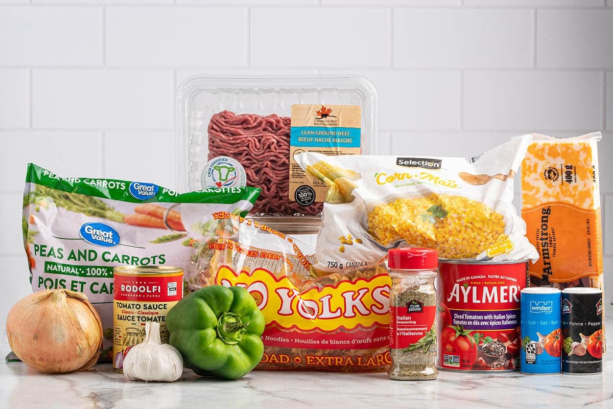 hamburger casserole ingredients.