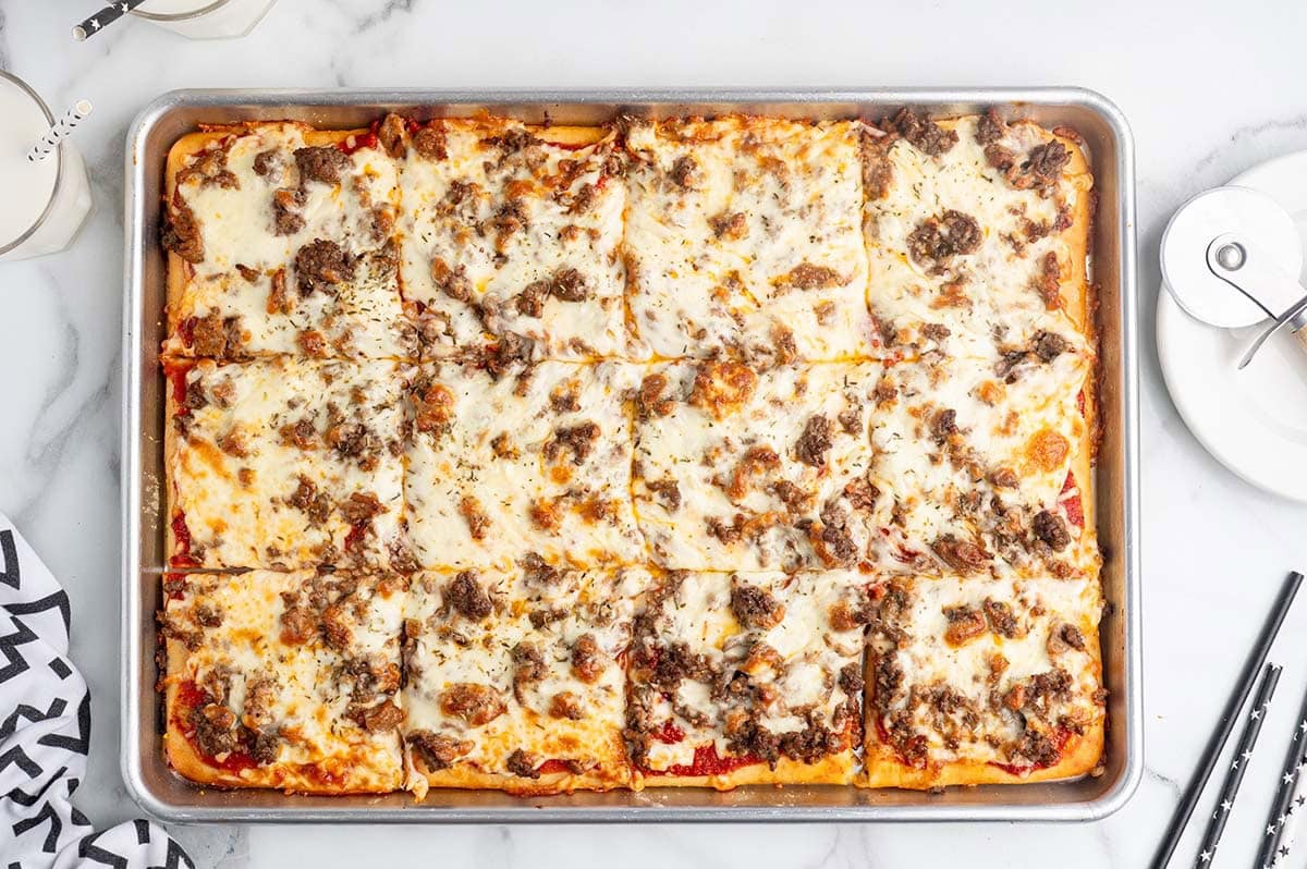 rectangle school pizza. 