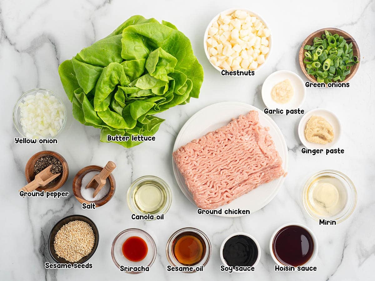 Asian lettuce chicken wrap ingredients.