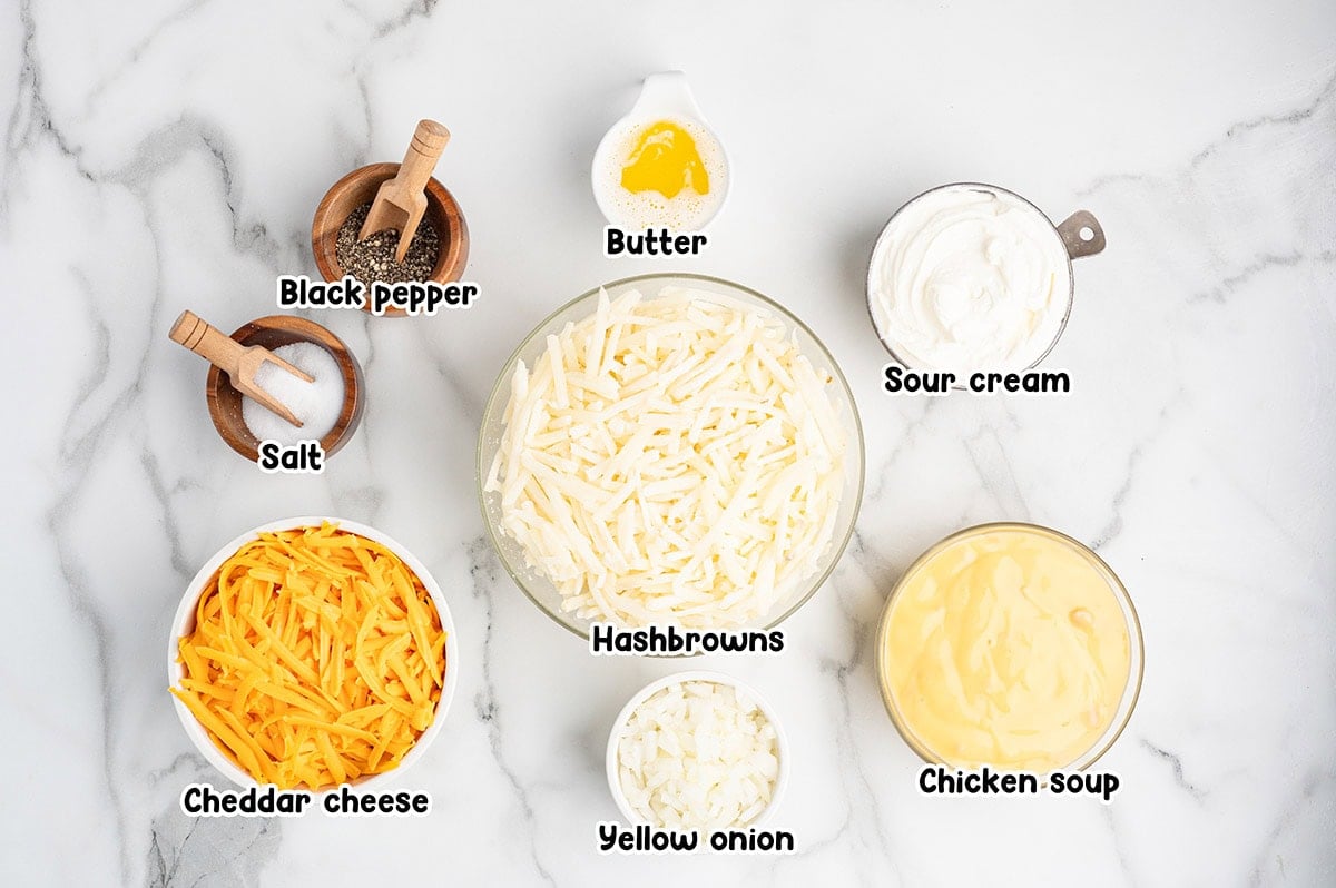 Cracker barrel hashbrown casserole ingredients.