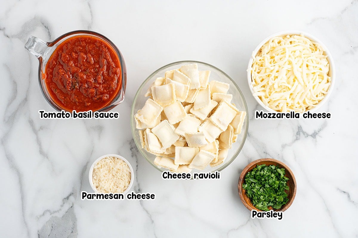Ravioli lasagna ingredients.