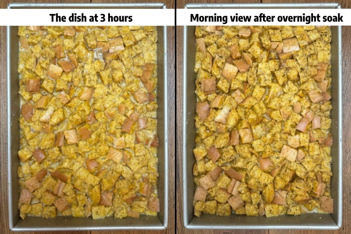 comparing the soaked bread at 3 hours and overnight