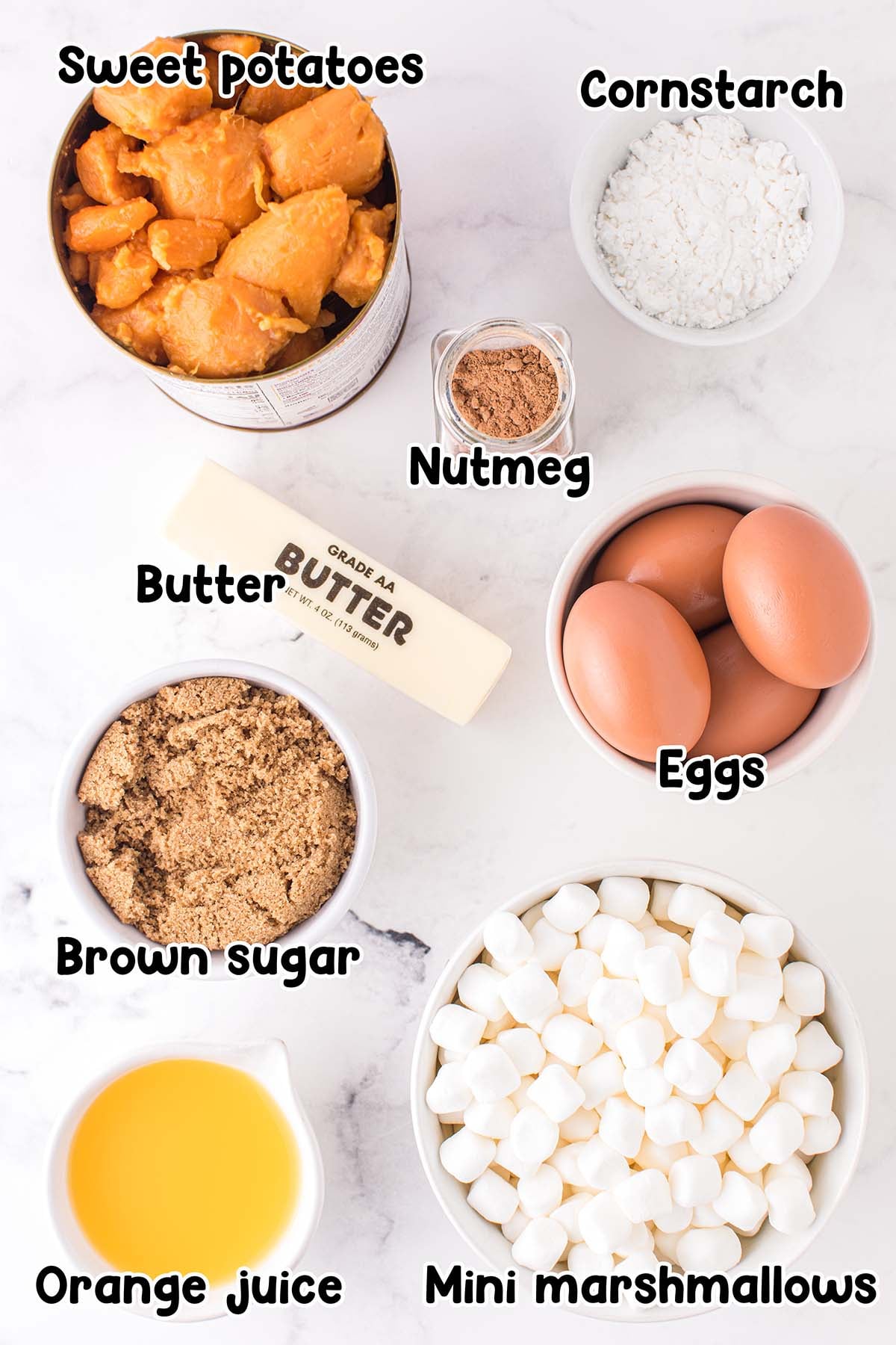 Sweet potato ingredients.