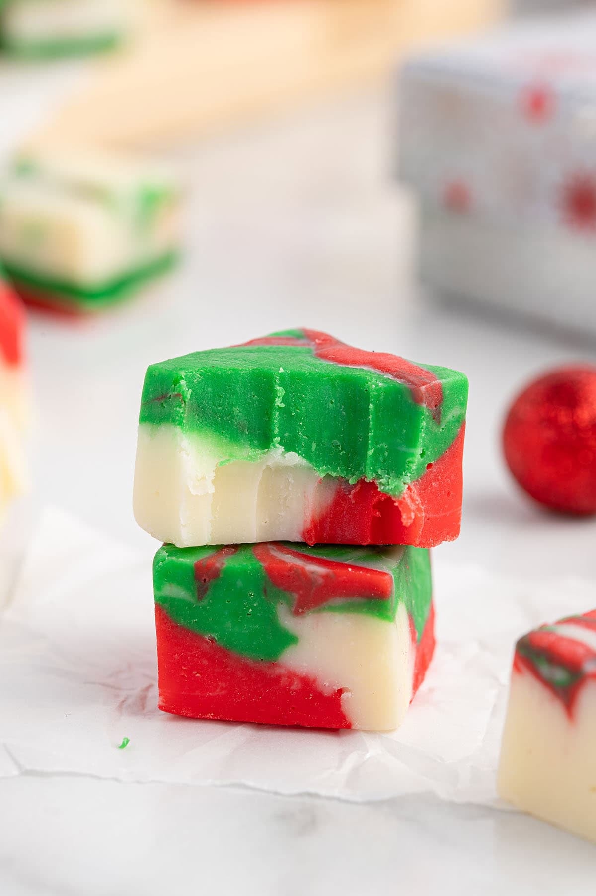 stacked christmas fudge
