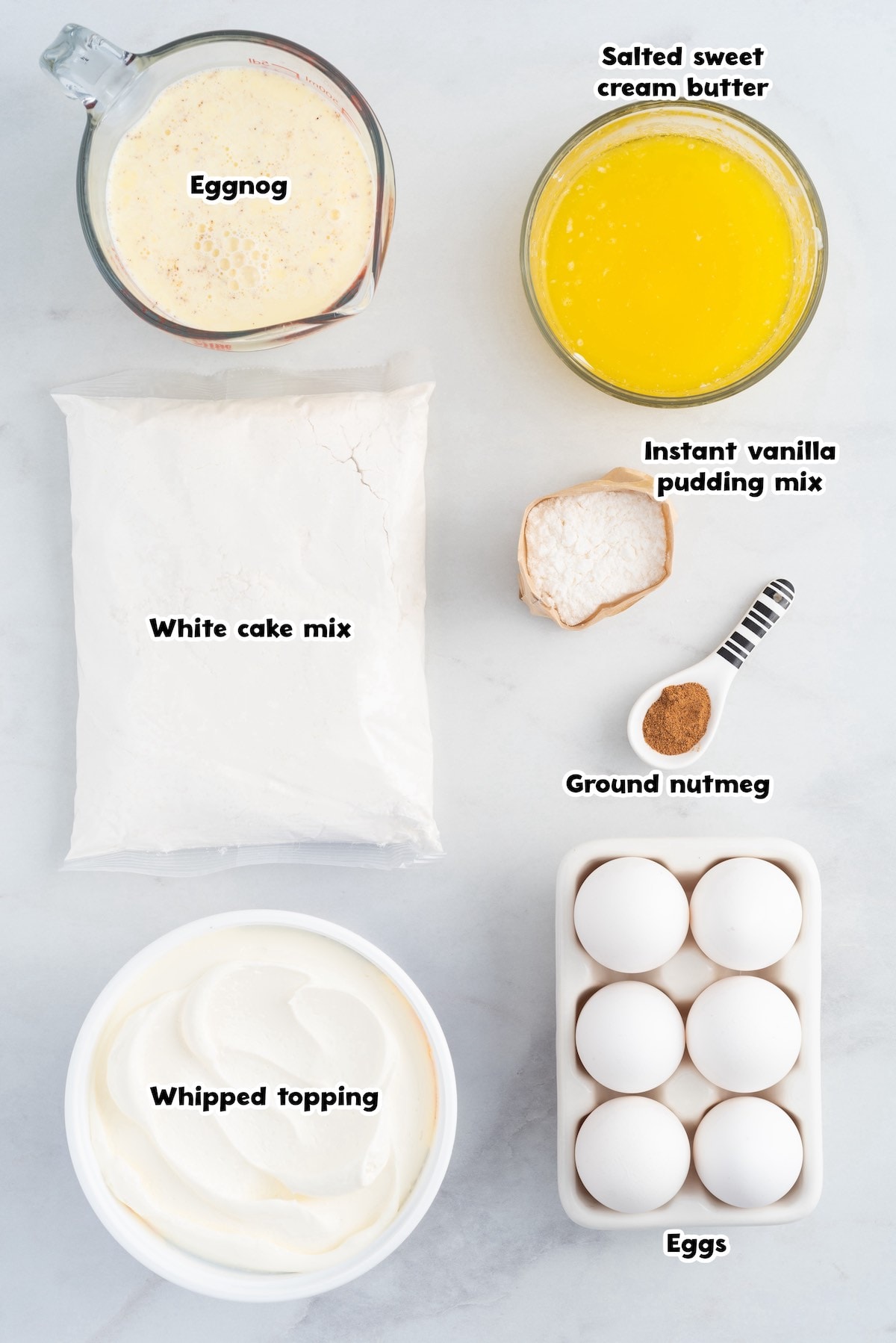 eggnog poke cake ingredients.